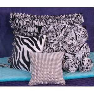  Black Tie Teen Bedding Black and White Rose Accent Throw 
