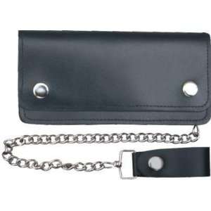    6 Black Leather Chain Biker Wallet Billfold 