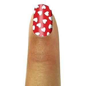  Nail Fraud Do It Yourself Nail Decals, Red/White Hearts, 1 