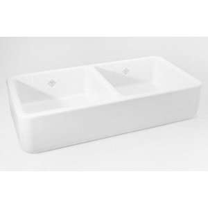  Rohl RC3719WH Shaws Original Two Bowl Fireclay Apron Sink 