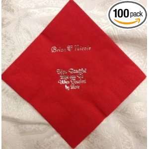 com 100 red personalized beverage napkins for weddings, anniversaries 