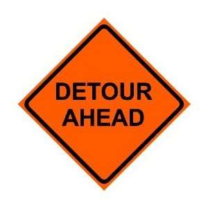 DETOUR AHEAD caution warn road highway sign 