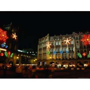 Buildings Surrounding Zocalo Decorated for Christmas, Mexico City 