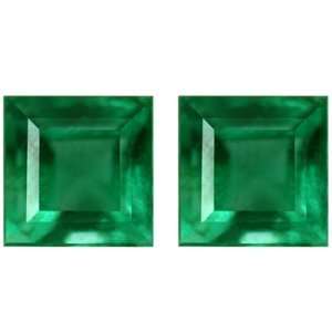  1.56 Carat Loose Emeralds Square Cut Pair Jewelry