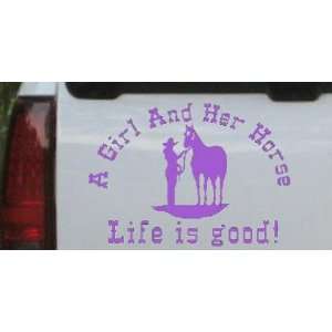 Purple 6in X 8.4in    A Cowgirl And her Horse Life is Good Western Car 