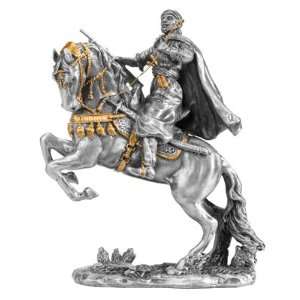  Pewter Muslim Warrior On Wild Horse   Collectible Figurine 