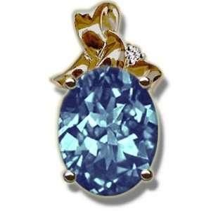  .0125 ct 14X10 Oval Blue Topaz Pendant Jewelry