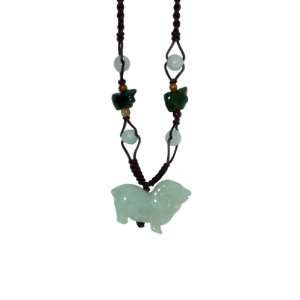 Unique Gift   Sheep Zodiac Jade Necklace Embellished with Jade Boars 