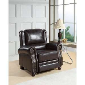  Pushback Italian Leather Recliner in Dark Brown By Abbyson 