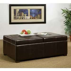   Bicast Leather Double Flip top Storage Ottoman Furniture & Decor