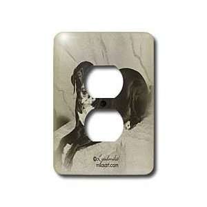 Milas Art Dogs   Dog with white chest   Light Switch Covers   2 plug 