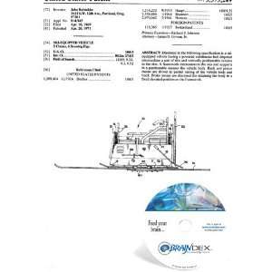  NEW Patent CD for SKI EQUIPPED VEHICLE 