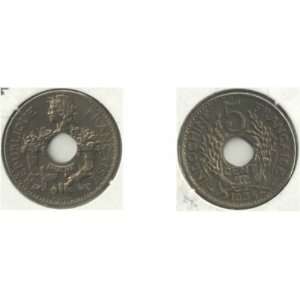 French Indochina 1938 5 Cents, KM 18.1a 