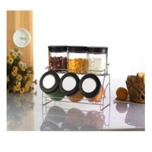  6 Piece Glass Canister Set With Rack Case Pack 2 