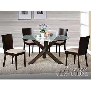   Clear Glass Top Dining Table 5 piece 12610 Set