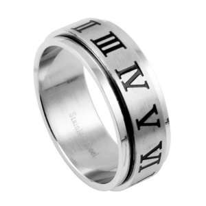  316L stainless Steel Roman Numeral Ring   Size 9 Jewelry