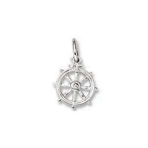 1636 Ships Wheel Charm   Gold Plated Jewelry