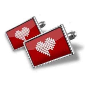  Cufflinks Heart pixel art pattern   Hand Made Cuff Links 