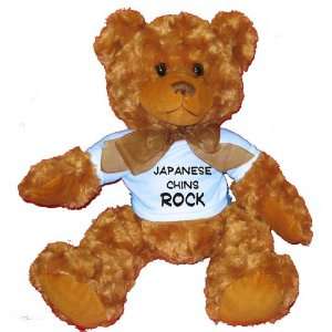  Japanese Chins Rock Plush Teddy Bear with BLUE T Shirt 