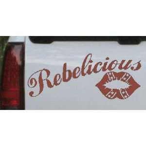 Rebelicious Dixie Lips Car Window Wall Laptop Decal Sticker    Brown 