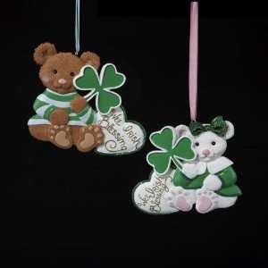  Club Pack of 12 Irish Boy & Girl Bear Christmas Ornaments 