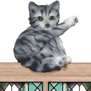  Silver Tabby Itchy Cat Door and Window Topper Collectible 
