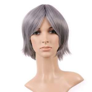  Silver Grey Short Chin Length Anime Cosplay Wig Costume 