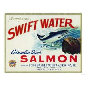  Astoria, Oregon   Thompsons Swift Water Salmon Label 