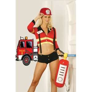 Qtfd Fire Fighter 5pc. Costume Includes Booty Shorts w/ Suspenders 