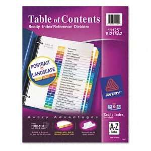  Ready Index Contemporary Table of Contents Dividers, A Z 