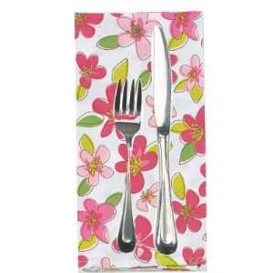  Sarahs Garden Pink Floral Cloth Table Napkins, Set of 4 by 