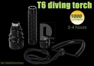 CREE T6 Diving LED Flashlight Torch 1000LM 200m Torch  