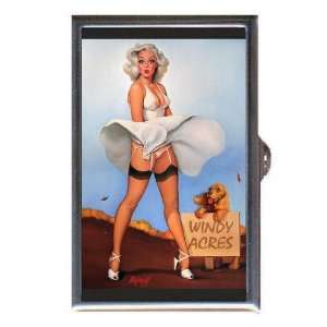 PIN UP GIRL DOG WIND BLOWING DRESS Coin, Mint or Pill Box 