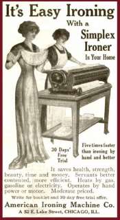 EASY IRONING IN 1912 AMERICAN IRONING MACHINE AD  
