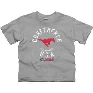  SMU Mustangs Youth Conference Stamp T Shirt   Ash Sports 