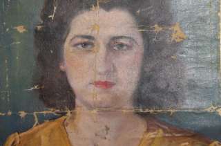 Antique French oil painting portrait signed C. Lenoir  