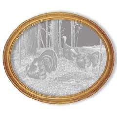 Riding the Coattails Etched Glass Turkey Mirror 19x23  