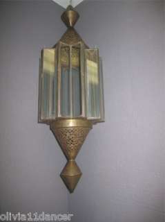 Antique brass hanging sconce star lantern Pentagram Celtic Druid 