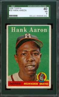 1958 Topps #30 Hank Aaron (HOF) SGC 40 ~ Braves 87 014  