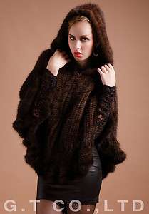 0301 Knitted Mink Fur Shawl Poncho Stole Shrug Cape Robe Tippet Amice 