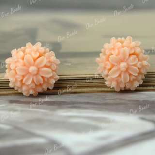 Peach Resin Flower Beautiful Cabochons Beads RB0537 7  