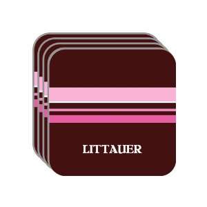 Personal Name Gift   LITTAUER Set of 4 Mini Mousepad Coasters (pink 