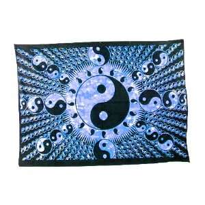 Ying Yang Blue Tone Tapestry, 52 x 76, Made of 100% Cotton
