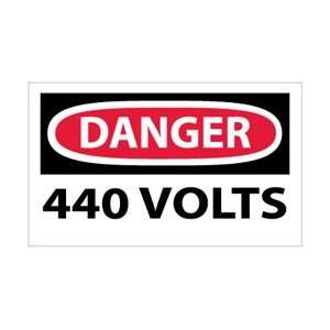     Danger, 440 Volts, 3 X 5, Pressure Sensitive Vinyl,5 per Pack