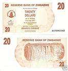 ZIMBABWE 20 Dollars Banknote World Money UNC Currency Africa Bill 