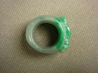 Fine Green Jadeite Carved Ring *Ban Zhi*  