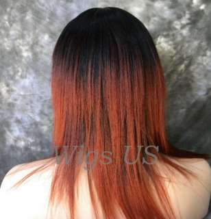 Wigs STRIKING Black/Copper Red Shoulder length Straight Wig US Seller 