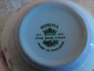 Set Rosina Fine Bone China Purple Floral Teacup and Saucer England 