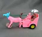 Vintage Hard Plastic Horse and Cart Fiction Toy Made in Hong Kong 