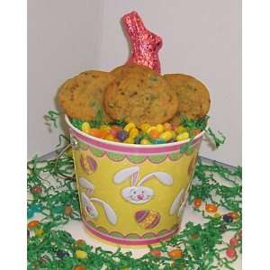   Yellow Bunny Pail with Jelly Beans and Milk Chocolate Bunny 